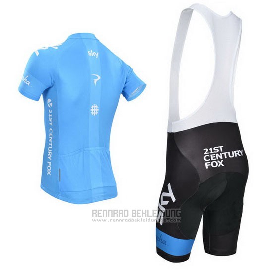 2014 Fahrradbekleidung Sky Azurblau und Wei Trikot Kurzarm und Tragerhose